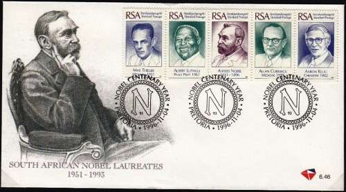 RSA 1996: OFFICIAL FDC 6.46 and 6.47 - SOUTH AFRICAN NOBEL LAUREATES