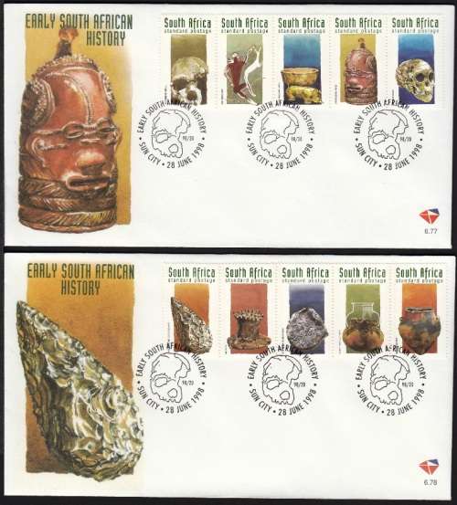 RSA 1998: OFFICIAL FDC 6.77 and 6.78 - EARLY SOUTH AFRICAN HISTORY