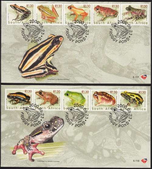 RSA 2000: OFFICIAL FDC 6.117 and 6.118 - FROGS OF SOUTH AFRICA