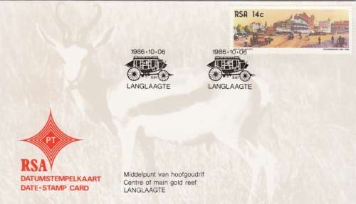RSA DATE-STAMP CARD#S97 1986: CENTRE OF MAIN GOLD REEF - LANGLAAGTE