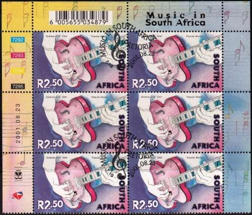 RSA 2001: CELEBRATION OF MUSIC IN S.A. FULL SET CONTROL BLOCKS OF 6 CTO (SACC 1434-1438)