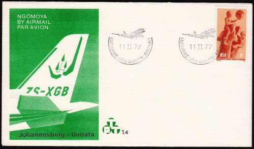 TRANSKEI FDC#1.4 1977: FIRST FLIGHT JOHANNESBURG - UMTATA