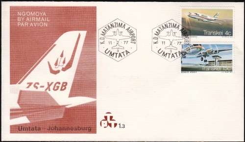 TRANSKEI FDC#1.3 1977: FIRST FLIGHT UMTATA - JOHANNESBURG