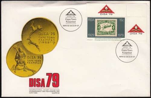 RSA COM. COVER 1979: DISA 79 INTERNATIONAL STAMP EXHIBITION - LABEL AT TOP and RIGHT