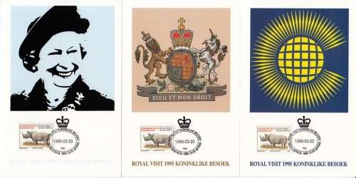 RSA POSTCARDS 1995: ROYAL VISIT SET OF 3 UNUSED CTO