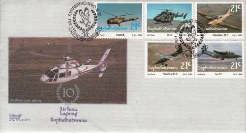 BOPHUTHATSWANA 1990: OFFICIAL FDC 2.21.1 - 10th ANNIVERSARY OF AIR FORCE
