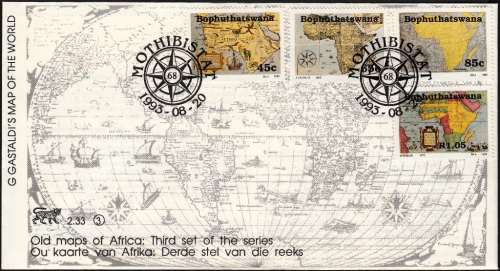 BOPHUTHATSWANA 1993: OFFICIAL FDC 2.33 - OLD MAPS OF AFRICA (3rd SERIES)