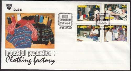 VENDA 1992: OFFICIAL FDC 2.25 INDUSTRIAL PRODUCTION: CLOTHING FACTORY