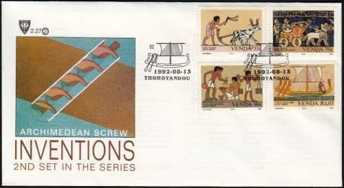 VENDA 1992: OFFICIAL FDC 2.27 INVENTIONS (2nd)