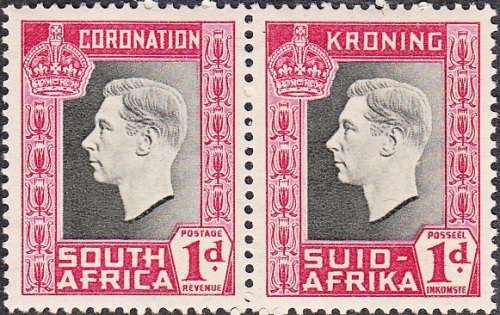 UNION 1937: CORONATION OF KG VI 1d PAIR MNH (SACC71)
