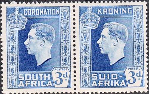 UNION 1937: CORONATION OF KG VI 3d PAIR MNH (SACC73)