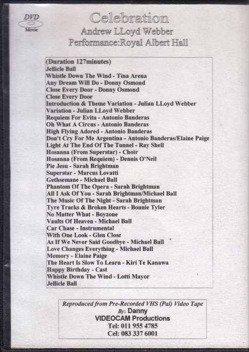 DVD: CELEBRATION: ANDREW LLOYD WEBBER (127 min)