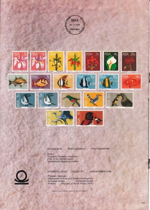 RSA 1974: 2nd DEFINITIVE NATURE SERIES 4 PAGE PAMPHLET WITH BACKGROUND INFO