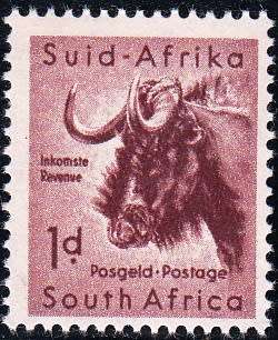 UNION 1954: DEFINITIVE ISSUE 1d BLACK WILDEBEEST MNH (SACC 151)