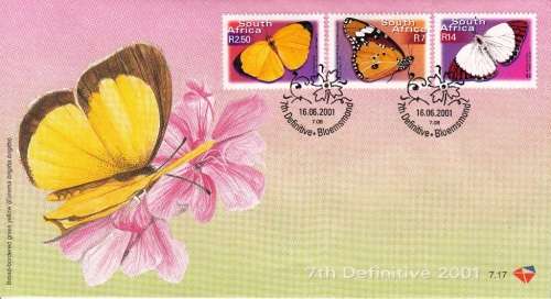 RSA OFFICIAL FDC 7.17 2001: ADDITIONAL VALUES TO THE 7th DEFINITIVE ISSUE
