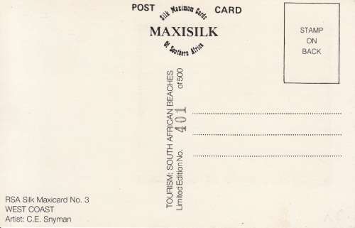 RSA SILK MAXICARD#3 1983: WEST COAST - UNUSED MINT - NUMBER 401 OF 500 ISSUED