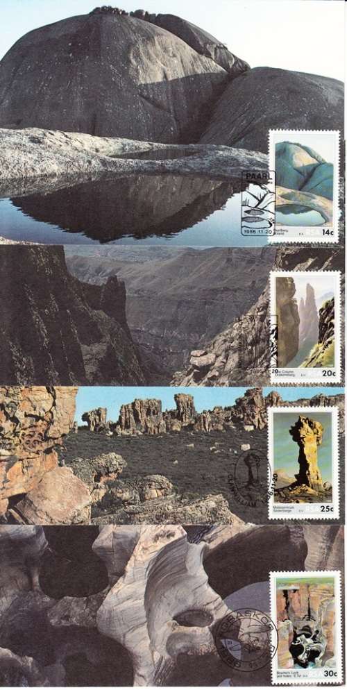 RSA POST CARDS 1986: SCENIC BEAUTY FULL SET OF FOUR UNUSED CTO in original wrapping
