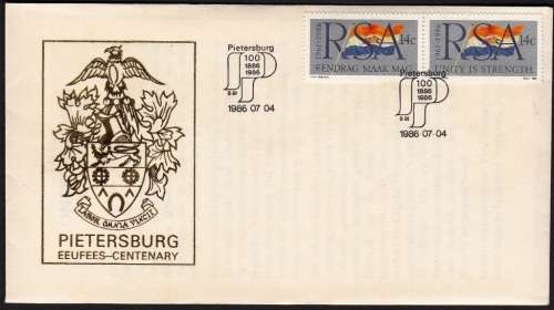 RSA COMM. COVER 1986: CENTENARY PIETERSBURG