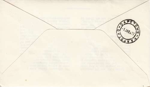 SAA 1977: COVER NO 13a - 1st SCHEDULED AIRBUS FLIGHT JHB - CAPE TOWN - CAPE TOWN ON TOP BACK STAMP