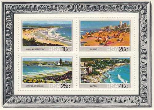 RSA MINIATURE SHEET#13 1983: TOURISM SA BEACHES MNH (SACC 557)