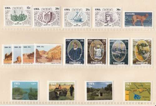 SWA  FULL SET OF STAMPS ISSUED DURING 1986 BY PHILATELIC SERVICES (SACC 467-484)