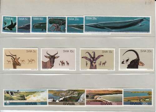 SWA  FULL SET OF STAMPS + MINISHEET ISSUED DURING 1980 BY PHILATELIC SERVICES (SACC 347-357)