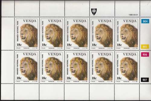 VENDA 1990: WILDLIFE CONSERVATION FULL SET OF 4 SHEETS OF 10 MNH (SACC 201-204)