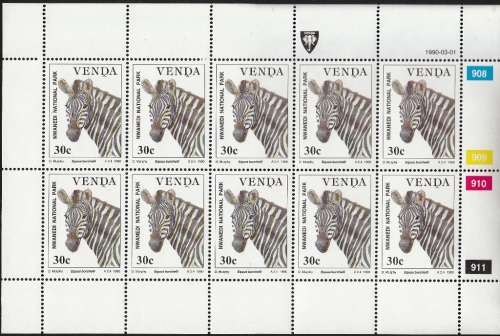 VENDA 1990: WILDLIFE CONSERVATION FULL SET OF 4 SHEETS OF 10 MNH (SACC 201-204)