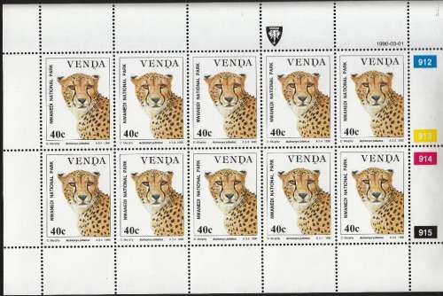VENDA 1990: WILDLIFE CONSERVATION FULL SET OF 4 SHEETS OF 10 MNH (SACC 201-204)