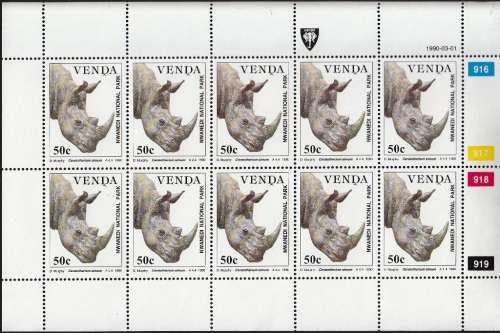 VENDA 1990: WILDLIFE CONSERVATION FULL SET OF 4 SHEETS OF 10 MNH (SACC 201-204)