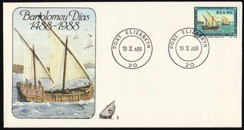 RSA 1988 COVER CELEBRATING THE 500th ANNIV. OF DISC. OF THE CAPE BY BARTOLOMEU DIAS FULL SET OF 5