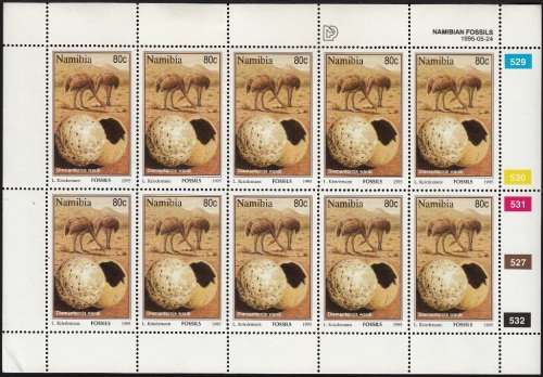 NAMIBIA 1995: NAMIBIAN FOSSILS FULL SET OF FULL SHEETS OF 10 MNH (SACC 126-129) NOTE CONDITION