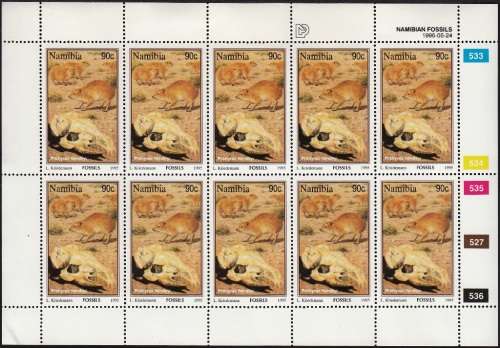 NAMIBIA 1995: NAMIBIAN FOSSILS FULL SET OF FULL SHEETS OF 10 MNH (SACC 126-129) NOTE CONDITION