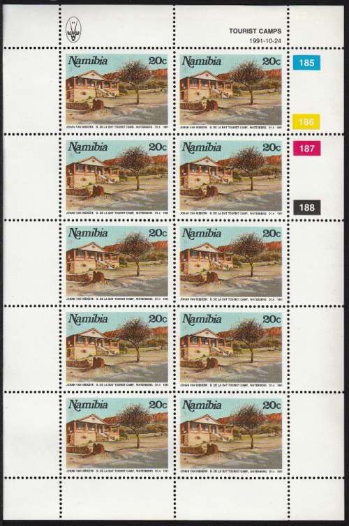 NAMIBIA 1991: TOURIST CAMPS FULL SET OF FULL SHEETS OF 10 MNH (SACC 43-46)