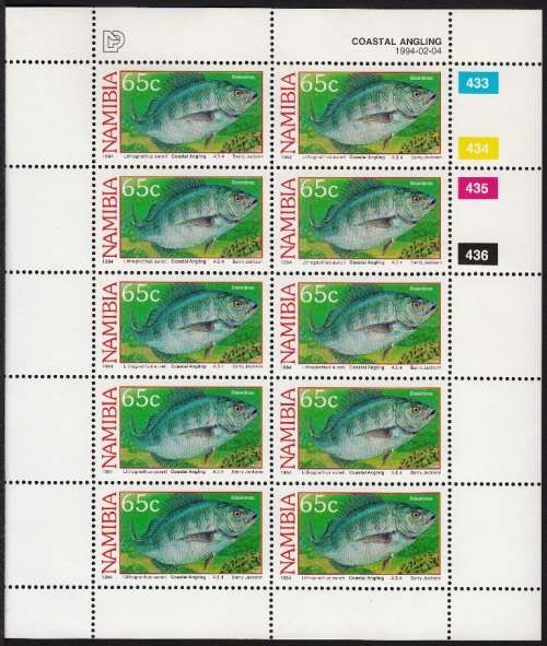 NAMIBIA 1994: COASTAL ANGLING FULL SET OF FULL SHEETS OF 10 MNH (SACC 99-102)