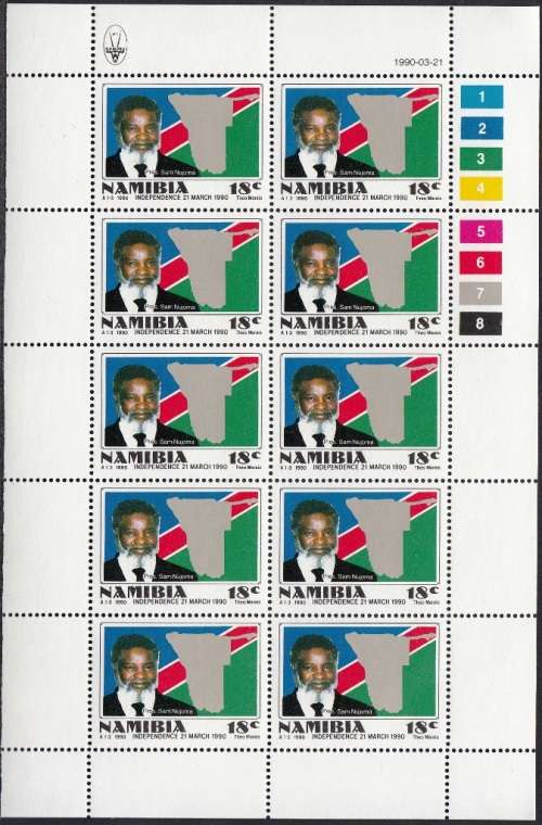NAMIBIA 1990: INDEPENDENCE ISSUE FULL SET OF FULL SHEETS OF 10 MNH (SACC 1-3)