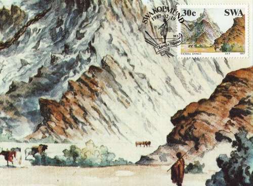 SWA POSTCARDS#46-49 1987: PAINTINGS BY THOMAS BAINES CTO UNUSED