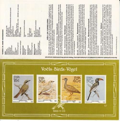 SWA BULLETIN#57 1988: BIRDS - INFO and TECH DETAIL ABOUT THE STAMPS ISSUED