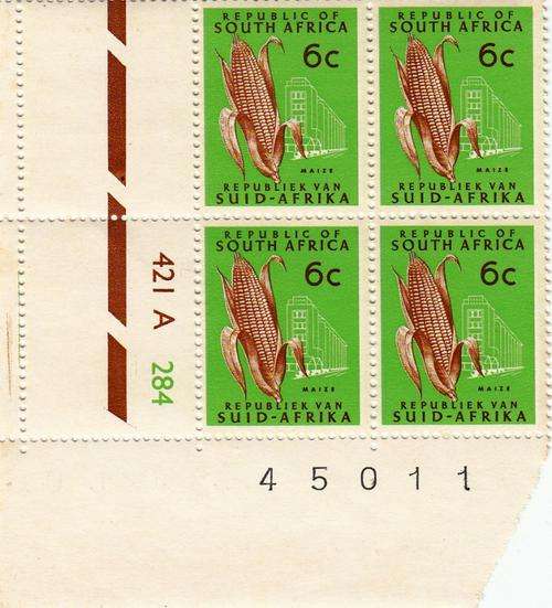 RSA 1969: REDRAWN DEF. ISSUE: CONTROL BLOCK OF 4 x  7 1/2c MNH