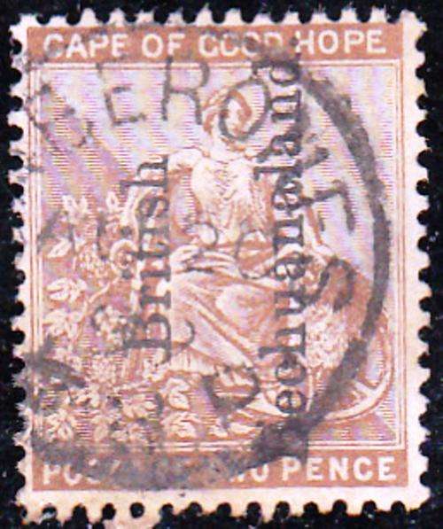 BRITISH BECHUANALAND:  1891 OVERPRINT ON 2d COGH - READING UPWARDS USED