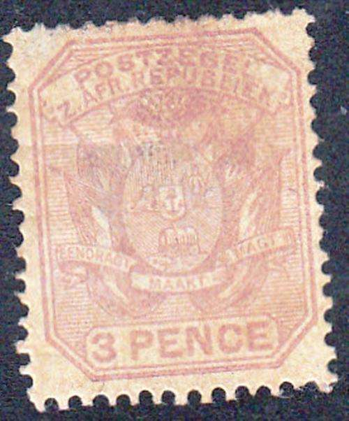 ZAR 1894  3 PENCE MH (SACC 213) (VERY PALE SHADE)