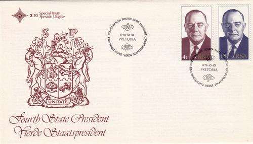 RSA FDC#3.10 1978: 4th PRESIDENT BJ VORSTER