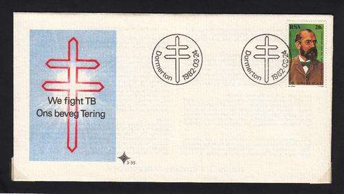 RSA OFFICIAL FDC 3.35 1982: CENTENARY OF DISCOVERY OF TUBERCLE BACILLUS BY DR. ROBERT KOCH