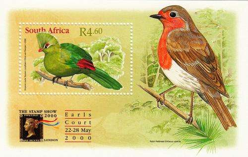 RSA MINIATURE SHEET 2000: BIRDS OF A FEATHER. LONDON STAMP SHOW MNH