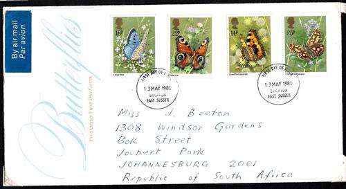 GB FDC 1981: BUTTERFLIES