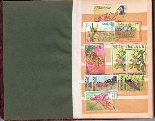 Old Small stamp Album (12 pages) partly filled with stamps