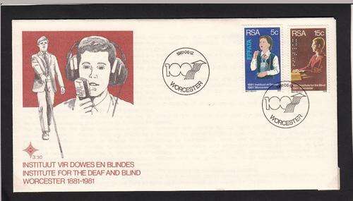 RSA OFFICIAL FDC 3.30 1981: CENTENARY OF INSTITUTES FOR THE DEAF AND BLIND