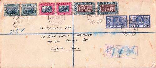 SA LARGE REG. COVER 1939: FULL SET VOORTREKKER CENTENARY MEMORIAL STAMPS