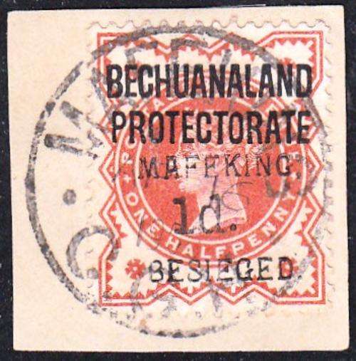 ANGLO BOER WAR: MAFEKING SIEGE 1900: 1d ON 1/2d BECHUANALAND PROTECTORATE ON PAPER USED  (SACC3)