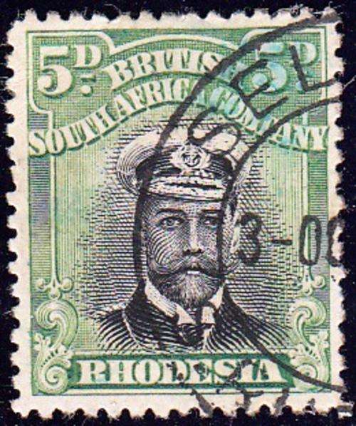 BSAC RHODESIA 1913: "THE ADMIRALS" 5d DIE I: PERF 14 USED (SACC212)